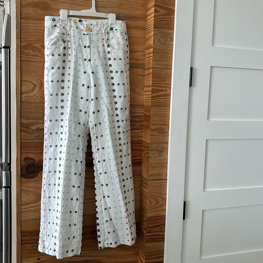 Ett:twe Anthropologie white rayon wide leg size 2 pants